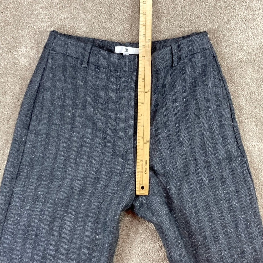 Banana Republic Wool Silk Straight Leg Pants Women Sz 8 Grey Herringbone Career - Picture 7 of 12